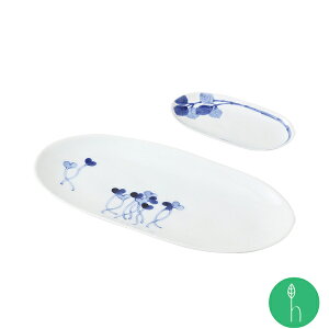 染旬菜 楕円焼皿 (約24.5×12.5×2.5cm)みつば・かいわれ / 浜陶 和山 和 食器 モダン おしゃれ 北欧 料理 贈り物 御祝 プレゼント 日本製 磁器 陶器