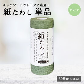 【 グリーン 単品 】 紙たわし30枚巻（6m） たわし 掃除 新生活 使い捨て 台所 キッチン フライパン 食器洗い キャンプ アウトドア コンロ ペット シンク 換気扇 排水溝 サッシ おしゃれ