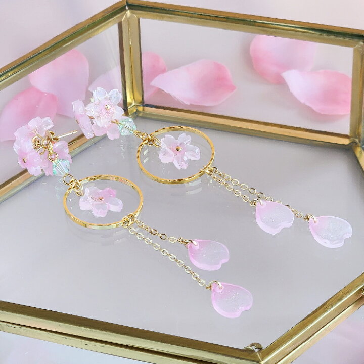 楽天市場】【 送料無料 】 ピアス イヤリング 耳飾り 桜 揺れる 大人 