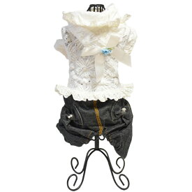 【犬 服】 【春 夏 秋 冬】 フラワー レース パーカー デニム 【ワンピース/つなぎ】 ドッグウエア 【トイプードル/チワワ/ヨークシャテリア/Mダックスなどの小型犬・猫用 ペットウエア】 セットアップ