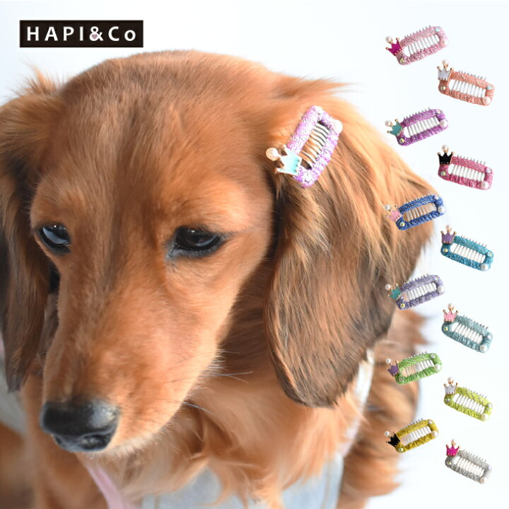 楽天市場 犬 ヘアアクセサリー クラウン パール ストーン コーム型 パッチン留め ヘアピン ハンドメイド 2点セット A Hapi Co