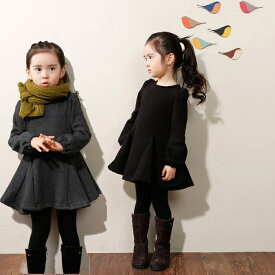 子供服 女の子 ワンピース 通園 通学 入学式 卒園式 子供ワンピース キッズ 子供服フォーマル こども服 子ども服 長袖ワンピース ブラック グレー キッズワンピース Aラインワンピース 110 120 130 140 子ども服 女の子 発表会 結婚式 お受験