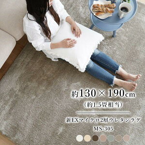 【P10倍:10/24 20:00 - 10/27 09:59】ラグマット 洗える マイクロファイバー おしゃれ 2層ウレタンラグ 約130×190cm 1畳半