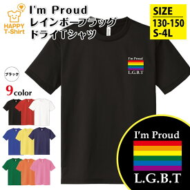 LGBT Tシャツ I'm Proud レインボーフラッグ ドライ Tシャツ | ティーシャツ ティシャツ 半袖 男性 女性 メンズ レディース バースデー 誕生日 プレゼント おしゃれ ギフト お祝い 贈り物 ハッピー Tシャツ オリジナル セクシャルマイノリティ レインボープライド