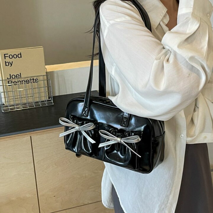 楽天市場】ショルダーバッグ 横長 バッグ バック リボン レディース 