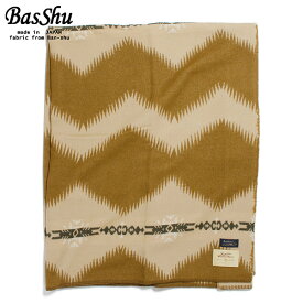 BasShu バッシュ ウールブランケット 153×180 ボーダー ネイティブ 泉大津 日本製 Wool Blanket ライトブラウン
