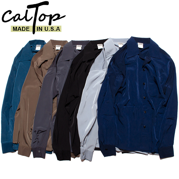 無地 開襟シャツ 55%OFF MADE 人気の贈り物が IN USA CalTop #3003 オープンカラーシャツ アメリカ製 長袖 キャルトップ