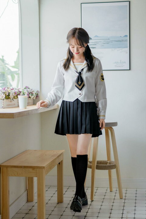 楽天市場 Sale学生服 セーラー服 高品質保証 長袖白色上着 黒色スカート 上下セット 女子制服 Jk制服 コスプレ 高校生 コスプレ可愛い レディース 衣装 Jk服 学園祭 大人 ４点セット 清純派 学園祭 セクシー コスチューム衣装 Haru2 楽天市場店