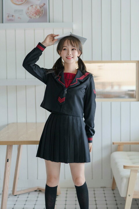 楽天市場 高品質保証 長袖 黒色 学生服 上下セット セーラー服 女子制服 Jk制服 コスプレ 高校生 コスプレ可愛い レディース 衣装 Jk服 学園祭 大人 ４点セット 清純派 学園祭 クリスマスハロウィン コスチューム衣装 Haru2 楽天市場店
