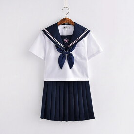 セーラー服 学生服 3点セット ハロウィン 白色＋ネイビー 上下 3点セット 半袖 長袖 女子制服 JK制服 コスプレ 高校生 レディース 衣装 JK服 学園祭 大人 レディース クリスマス セーラー服 Osaka Haru