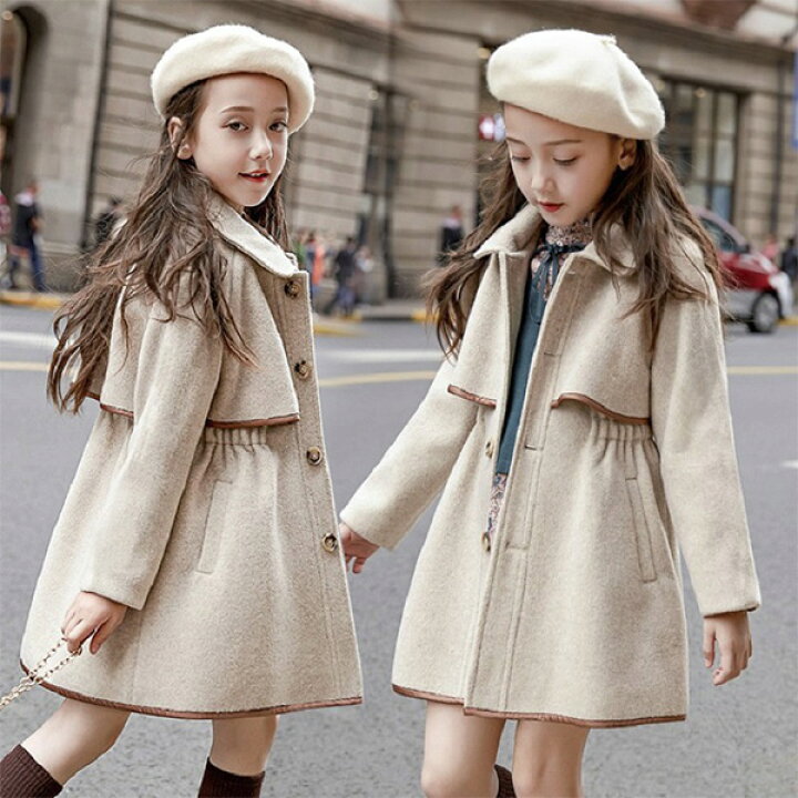 楽天市場 ウールコート 子供服 冬服 女の子 コート ロングコート 裏起毛 コート女児 アウター 通学 厚手 防寒 長袖 子ども服 カジュアル お出かけ ジュニア服 人気 ファッション 可愛い Harumicorp楽天市場店