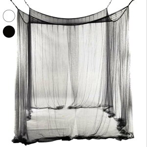 蚊帳 カヤ ベッド用 テント 吊り下げ 四開け 天蓋テント 天蓋カーテン メッシュ 薄手 黒 白 190*210*240cm着地式 防蚊 防虫 かや 無地 蚊帳テント 収納便利 設置簡単 折りたたみ 持ち運べる スク