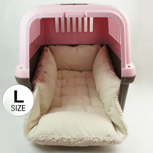 丈夫な8号帆布生地 キャリークッションベッド 生成ファー Lサイズ / ヘレンズ ペットベッド 犬 猫 キャンピング ペット クレートマット クレートクッション クレートベッド