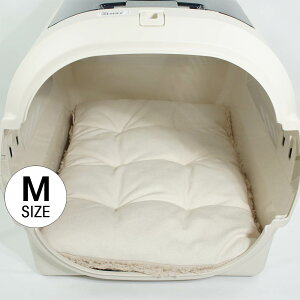 縁無しクッションベッド 丈夫な8号帆布生地 生成ファー Mサイズ / ヘレンズ ペットベッド 犬 猫 キャンピング ペット クレートマット クレートクッション クレートベッド 噛み
