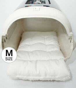 あごのせ縁無しクッション 丈夫な8号帆布生地 オフホワイトファー Mサイズ / ヘレンズ ペットベッド 犬 猫 キャンピング ペット クレートマット クレートクッション クレートベッド 噛み