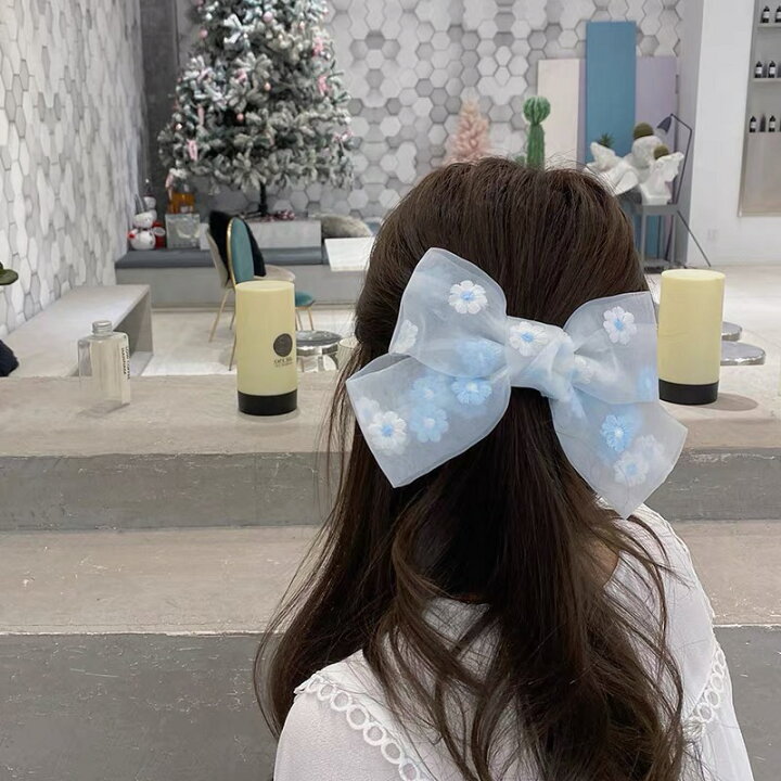ビッグリボン ヘアバレッタ ヘアアレンジ 女の子 髪留め シンプル パッチンどめ 子供 ヘアアクセサリー 透明感