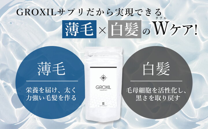 楽天市場】GROXIL グロキシル 白髪 薄毛 Wケア サプリメント 180粒 (約 