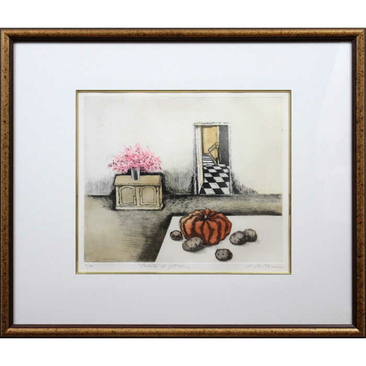 作家不明 銅版画『the Bike』 絵画 - 北海道画廊（作家不明『港の朝  