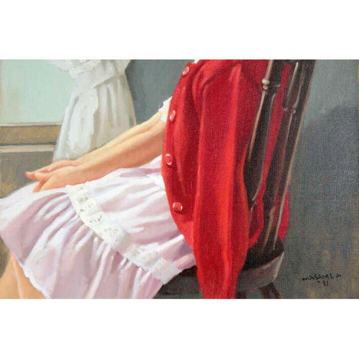 楽天市場】絵画 山岸正巳 油絵・油彩画 『赤いカーディガン』 人物  