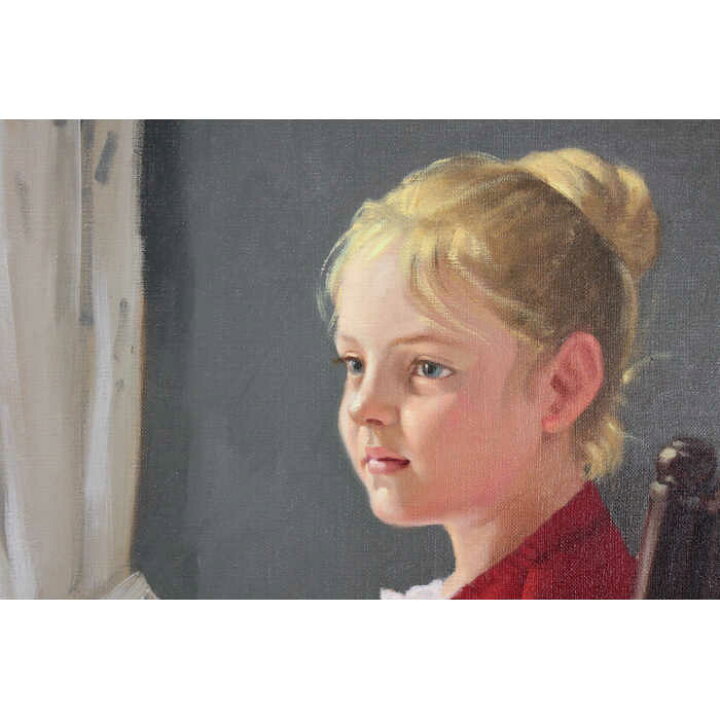楽天市場】絵画 山岸正巳 油絵・油彩画 『赤いカーディガン』 人物  
