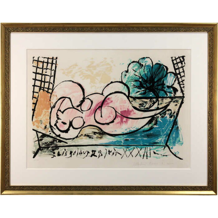 楽天市場】絵画 パブロ・ピカソ リトグラフ 版画 『眠る裸婦』 庭 裸婦 