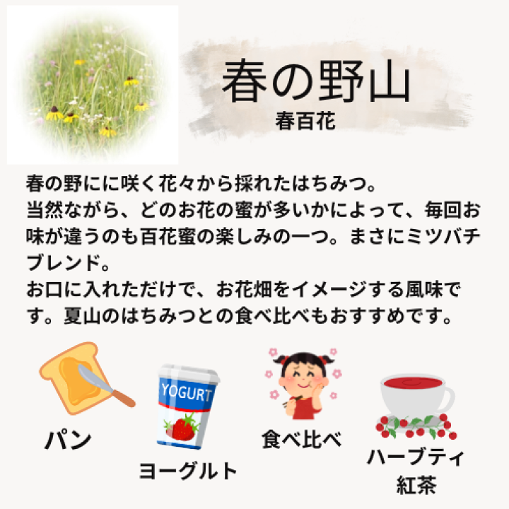 楽天市場】\ランキング1位獲得/国産はちみつ 春の野山 (百花 楽天市場】\ランキング1位獲得/国産はちみつ 春の野山 (百花