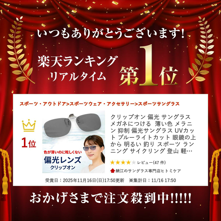 楽天市場】クリップオン メガネにつける サングラス 偏光 薄い色