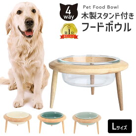 【 18日ポイント最大5倍 】 UFO型フードボウル L 木製スタンド付 フードボウル 傾斜 陶器 犬 猫 ペット 高さ スタンド 食器台 おしゃれ 食べやすい 高さがある 餌皿 エサ台 大型犬 中型犬 エサ入れ フードスタンド 食器 餌入れ 水飲み えさ皿 ペット用食器 シニア