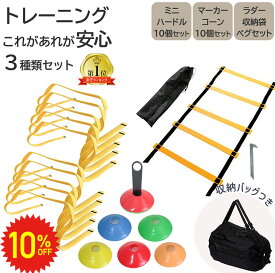 【 11日1:59まで 10%OFF 即納 】 トレーニング 3種セット ソフトハードル 10個 ラダー 5.78m カラーコーン 10枚セット トレーニングラダー マーカーコーン ミニハードル トレーニング用品 陸上 サッカー フットサル 野球 子供 プレゼント