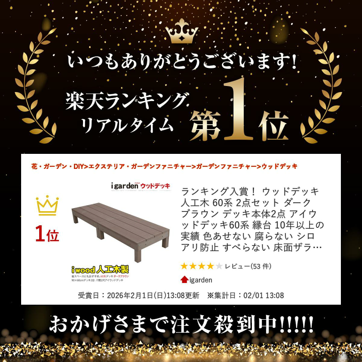 楽天市場】ランキング入賞！ ウッドデッキ 人工木 60系 2点セット