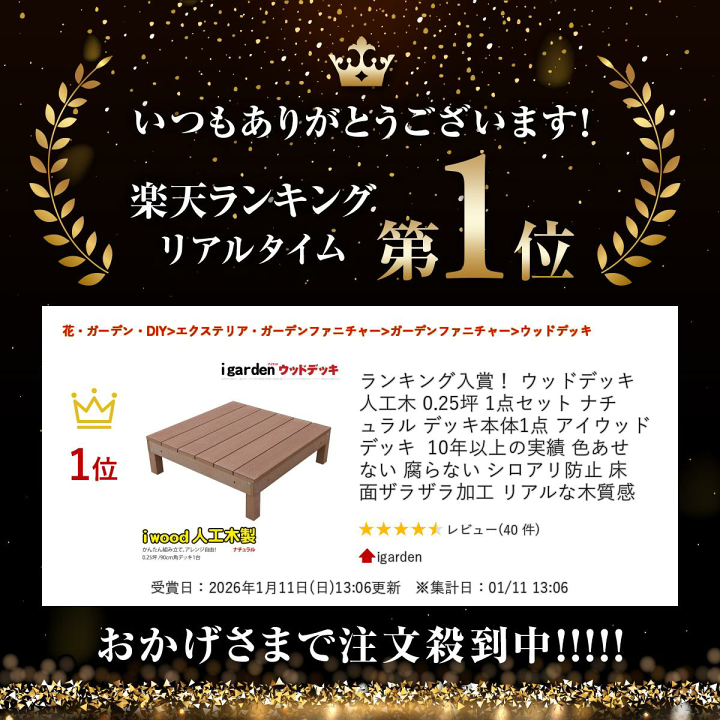 楽天市場】ランキング入賞！ ウッドデッキ 人工木 0.25坪 1点セット