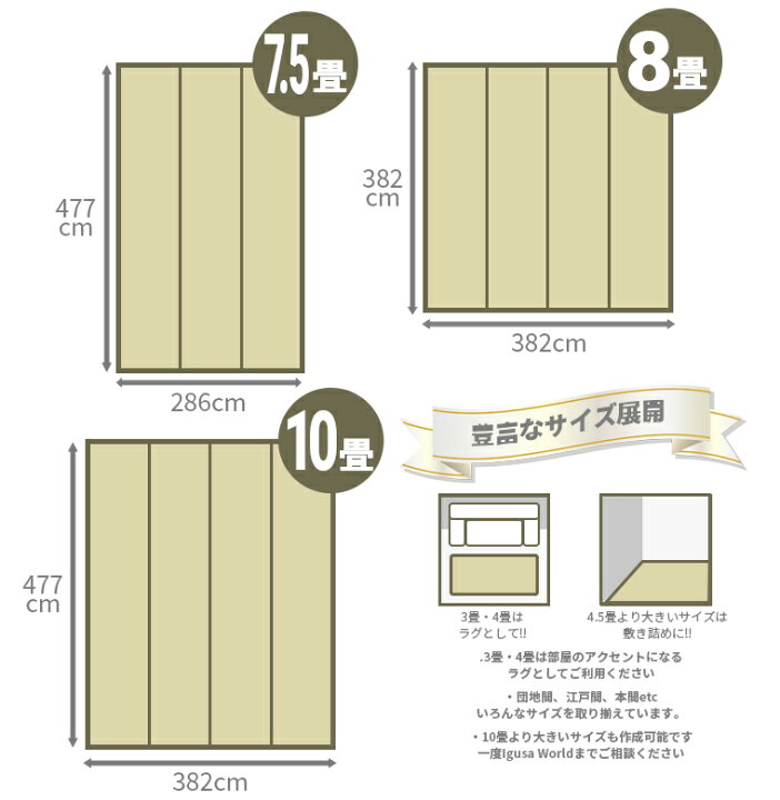 楽天市場】【国産】 緑茶 カテキン 吹付加工 糸引織 上敷き い草 7.5畳 