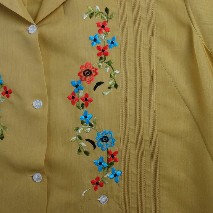 楽天市場】【中古】花の刺繍 キューバシャツ レディース 古着 半袖 