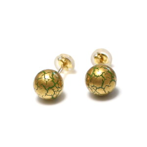 伊万里焼おしゃれ 高級 ピアス K18。金彩貫入がオリジナル 球貼り付け。【工房限定オリジナル商品】外国人お土産やプレゼントに最高!【楽ギフ_包装選択】【楽ギフ_メッセ入力】★送料