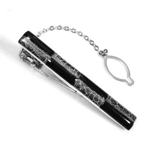 メンズ伊万里焼ネクタイピン。黒ベースにプラチナを焼付けた気品ある作品。市松【工房限定オリジナル商品】他にはありません。外国人お土産やプレゼントに最高!【楽ギフ_包装選択】【