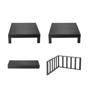 ウッドデッキ 組合せ4点セット 本体2 ステップ1 コーナーパネル1 人工木 樹脂 ベランダ テラス 縁側 庭 縁台 DIY 組立て簡単 錆びない 腐らない デッキ 水洗い ブラシ 台 段差解消 段差軽減 お