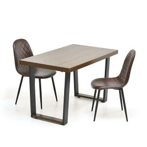 ダイニング3点セット 幅120cmテーブル 選べるチェア 2脚 2人用 ダイニングセット 2人用 幅120 台形脚 ファブリック ダイヤステッチチェア 2脚 ダイニング3点セット インダストリアル スチール