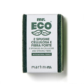 mr.ECO セルロース&ファイバー ハードタイプ キッチン スポンジ (2個セット) 少ない洗剤で油汚れスッキリ