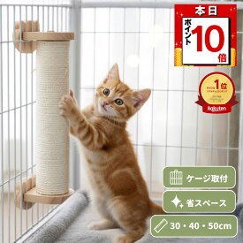 【本日限定 P10倍】猫 爪とぎ 麻紐 丸型ポール ケージ用 ロープ巻き 木製 おしゃれ やすり感触 縦型 省スペース 簡単取り付け 使い勝手重視タイプ 多頭飼いにも便利 シンプルかわいい ソファ傷対策 室内用 運動不足／ストレス解消 ドライバ付き