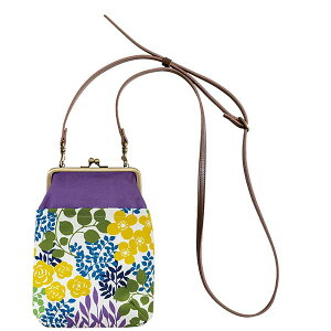 亥之吉 4寸縦型ポシェットがま口 かだん 花壇 調節できる合皮ショルダー付き ミニショルダーバッグ オリジナルテキスタイル 大きめスマートフォンポーチ 和柄 和モダン ギフト プレゼント