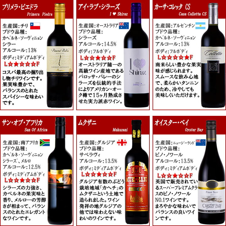 世界のワイン12本セット　750ml v2 楽天市場】赤ワインセット 世界12カ国の赤ワインセット 送料