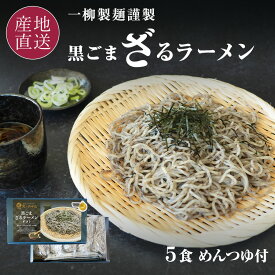 黒ごまざるラーメン 5食セット ざるラーメン めんつゆ付ジャパンフードセレクション金賞受賞 北乃のれん 札幌 一柳製麵 【送料無料】