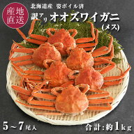 ≪数量・期間限定！≫訳あり 北海道産オオズワイガニ メス 5～7尾 約1kg 1尾150g前後～200g姿 ボイル済 …