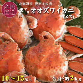 ≪数量・期間限定！≫訳あり 北海道産オオズワイガニ メス 10～15尾 約2kg 1尾150g前後～200g姿 ボイル済 冷凍 脚折れ サイズ不揃い 殻付 小サイズ 海鮮 バルダイ種 オオズワイ セコガニ セイコガニ 香箱ガニ