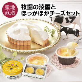 岩瀬牧場 自家製ミルクのチーズケーキセット ヨーグルトレアチーズケーキタルト「牧場の淡雪」 新感覚！チーズケーキ「ほっかほかチーズケーキ」お歳暮 御歳暮 ケーキ 北海道 スイーツ ギフト レアチーズケーキ 冷凍 送料無料