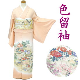 色留袖 フルセットレンタル 結婚式 親族衣装 お宮参り 七五三 着物 フォーマル 礼装 レンタル色留袖 1026r-i 寿光織 平安絵巻 人色（薄オレンジ）【レンタル】