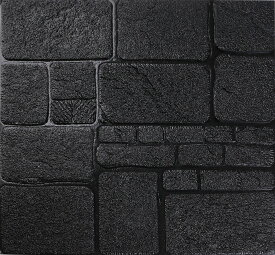 ISL ウォールステッカー 石目調 ブラック(アルミ仕様) 3Dクッション壁紙 70x70cm 60枚セット
