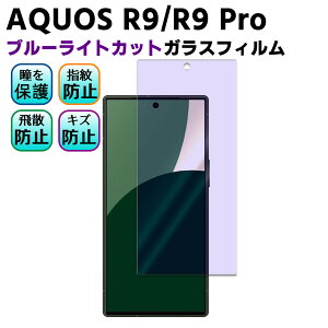 AQUOS R9 SH-51E / AQUOS R9 Pro SH-54E ブルーライトカット 強化ガラス 液晶保護フィルム ガラスフィルム 耐指紋 撥油性 表面硬度 9H 業界最薄0.3mmのガラスを採用 2.5D ラウンドエッジ加工