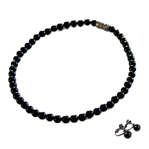 【岩佐公式】【ランキング1位】天然8mmジェット ネックレス イヤリング(ピアス) 2点セット ジェット モーニングジュエリー フォーマルアクセサリー 冠婚葬祭 葬儀 葬式 法事 告別式 法事 法