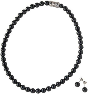 【岩佐公式】【当店のフォーマルバッグと同時購入専用 お得なセット割】天然8mmジェット ネックレス イヤリング(ピアス) 2点セット ジェット モーニングジュエリー フォーマルアクセサリー